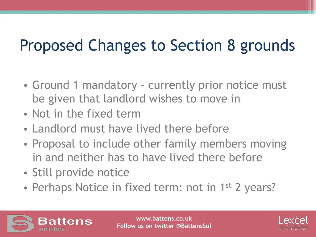 proposed changes to section 8 grounds