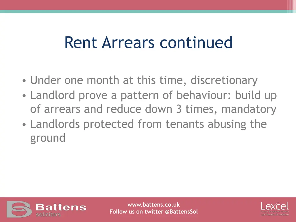 rent arrears continued