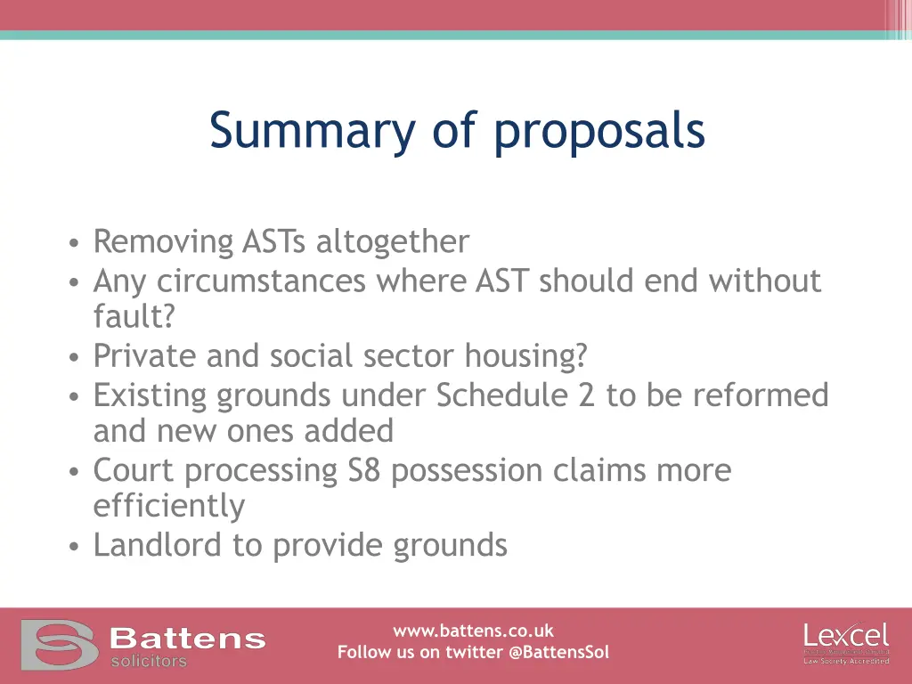 summary of proposals