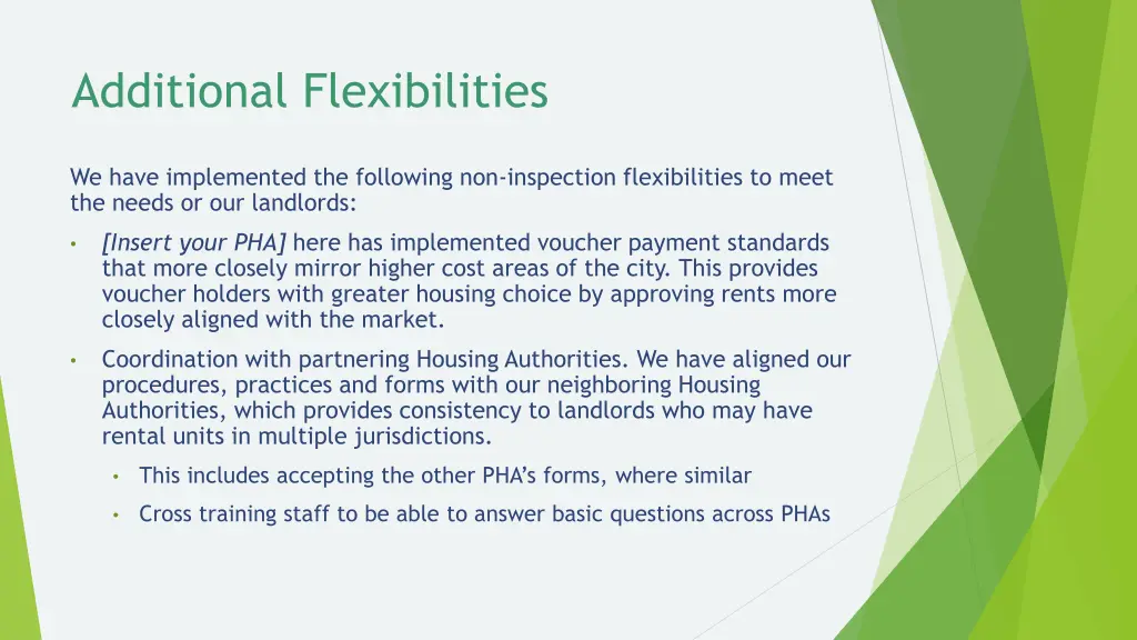 additional flexibilities