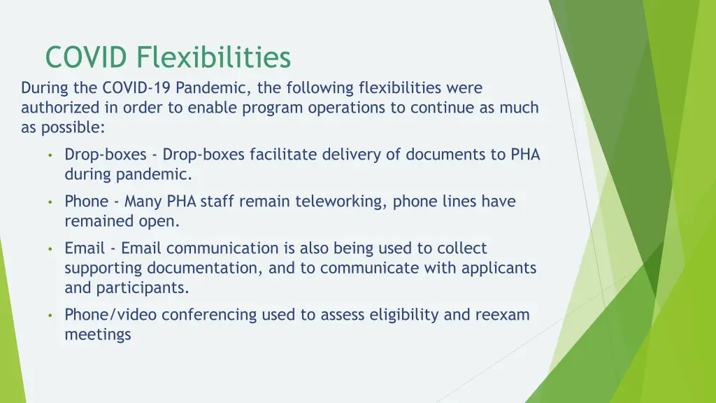 covid flexibilities during the covid 19 pandemic