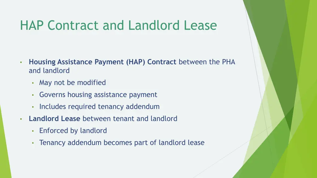 hap contract and landlord lease