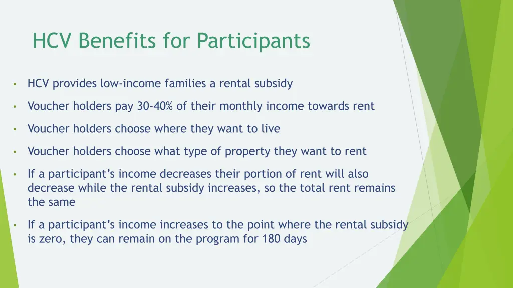 hcv benefits for participants