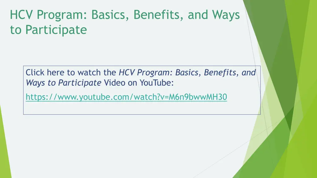 hcv program basics benefits and ways