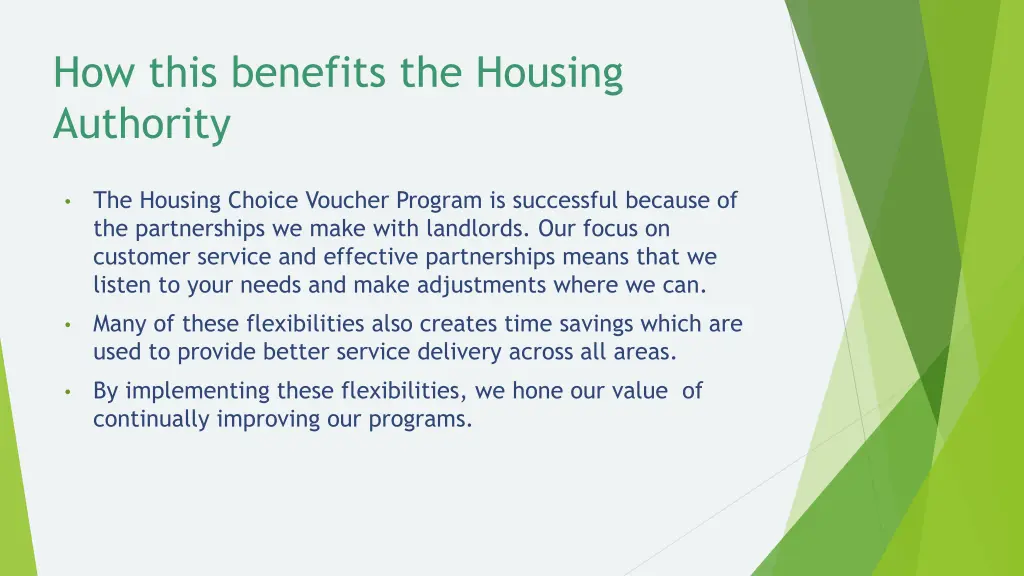 how this benefits the housing authority