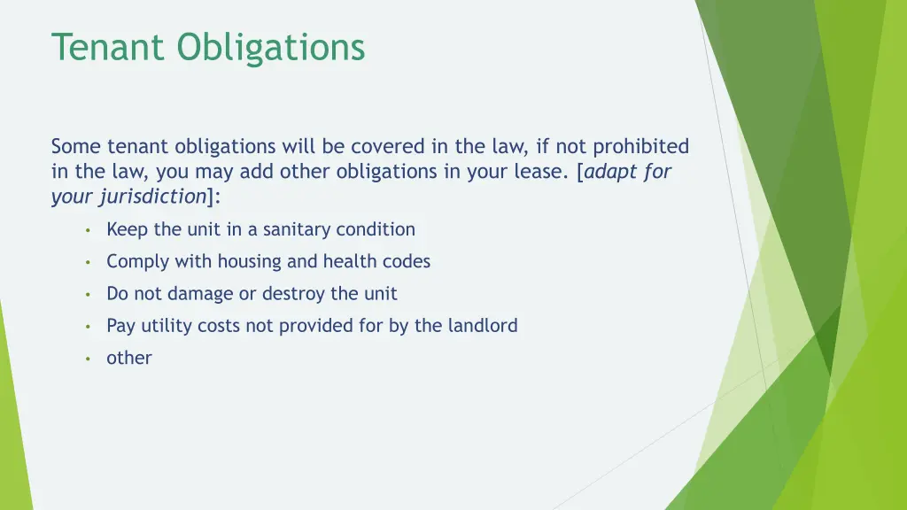 tenant obligations