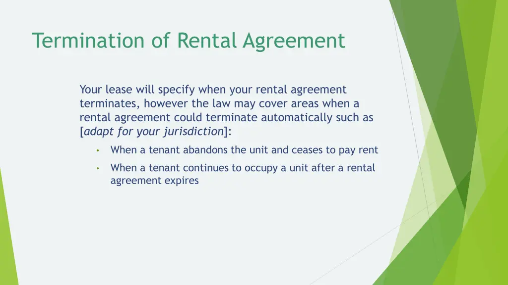 termination of rental agreement