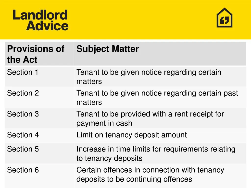 provisions of the act section 1