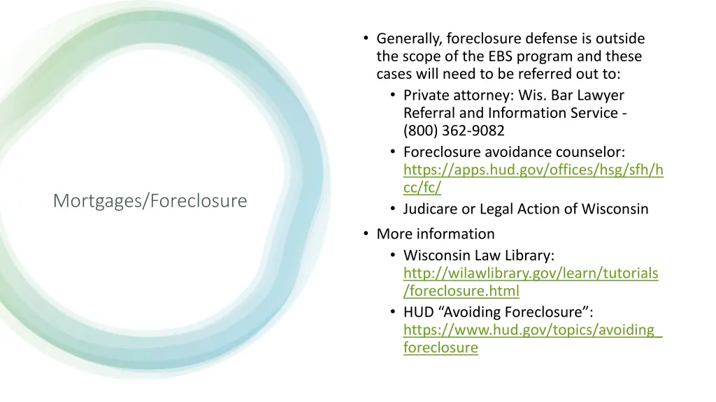 generally foreclosure defense is outside