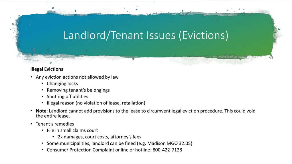 landlord tenant issues evictions 1