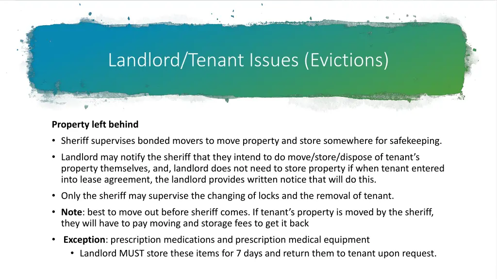 landlord tenant issues evictions 12