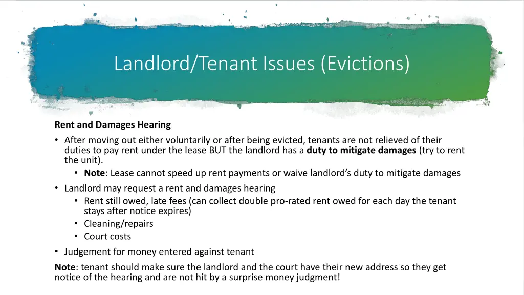 landlord tenant issues evictions 13