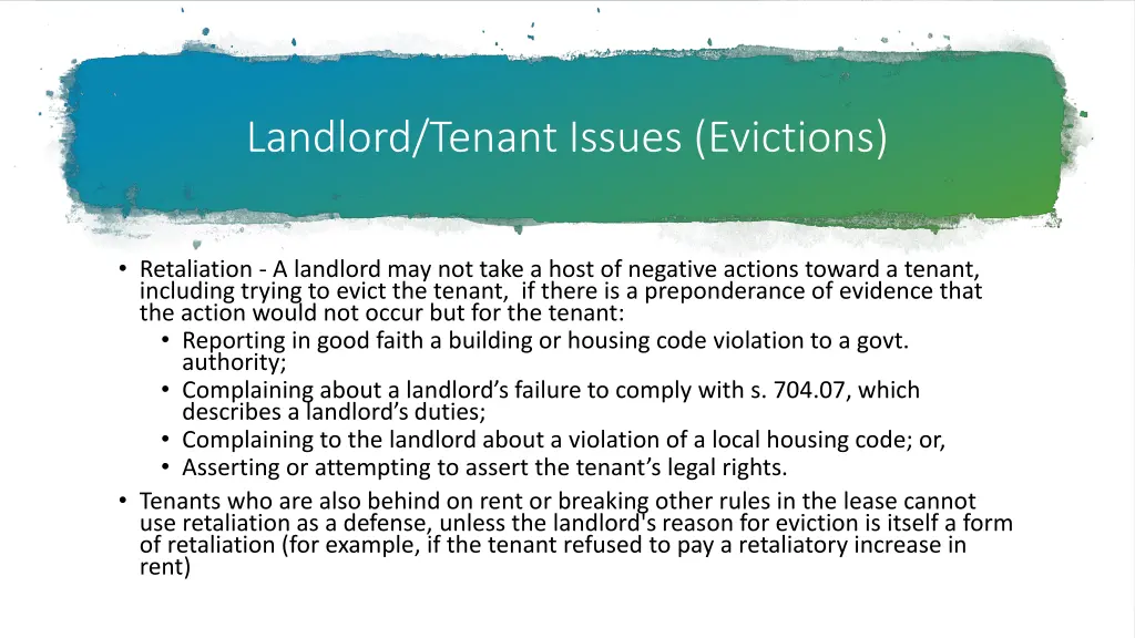 landlord tenant issues evictions 2