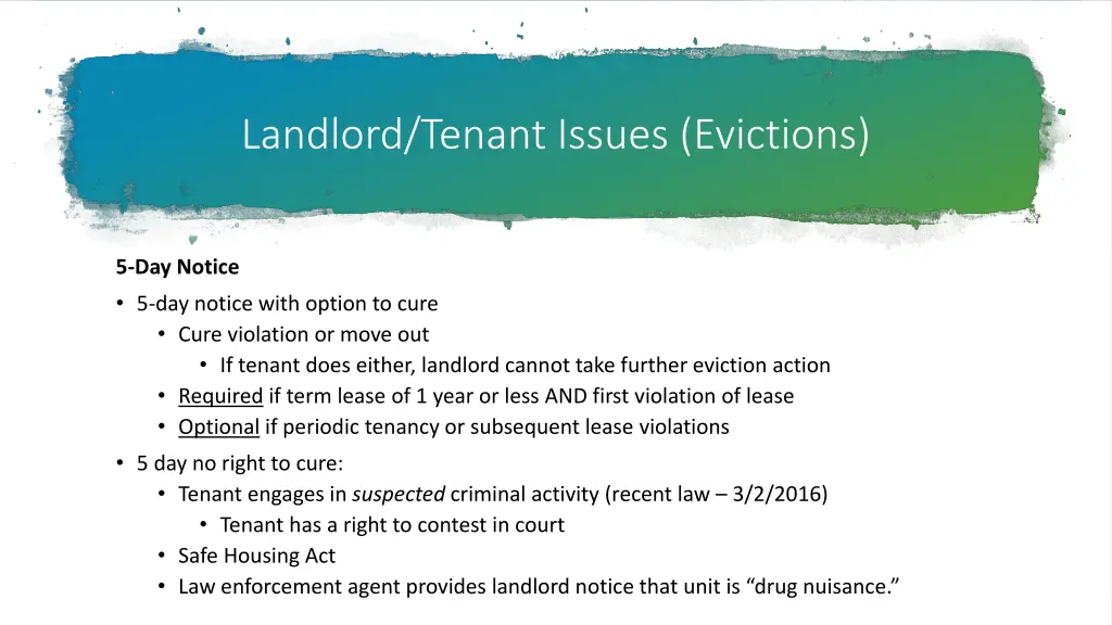 landlord tenant issues evictions 5