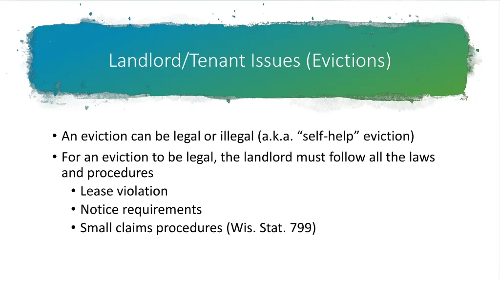 landlord tenant issues evictions