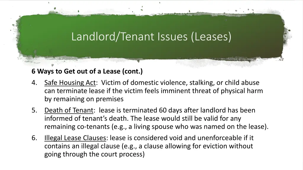 landlord tenant issues leases 1