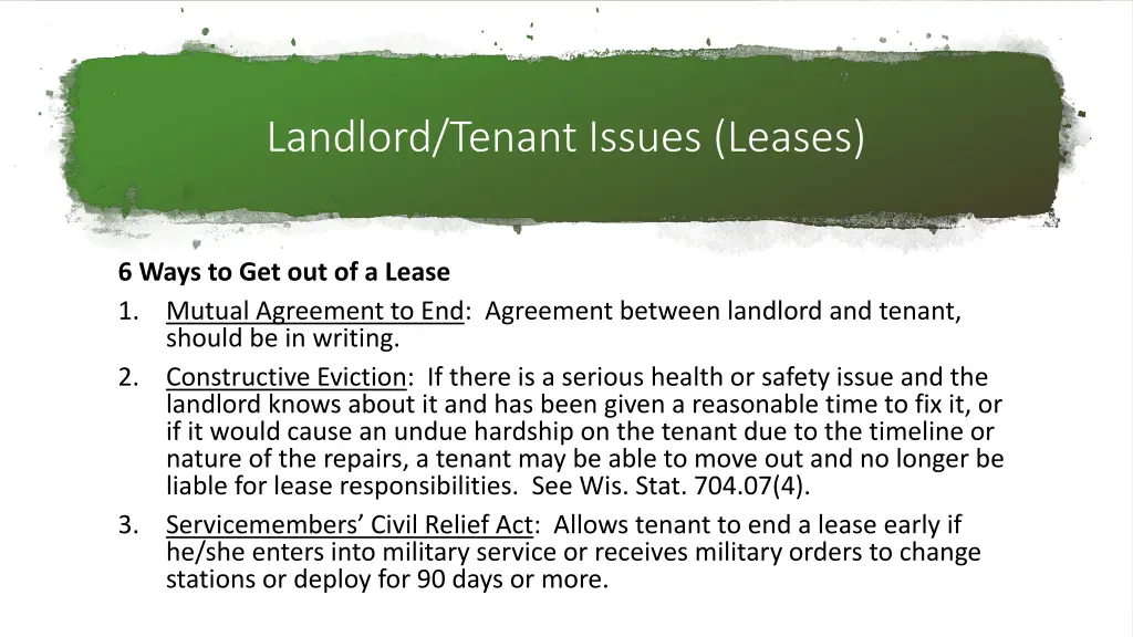 landlord tenant issues leases