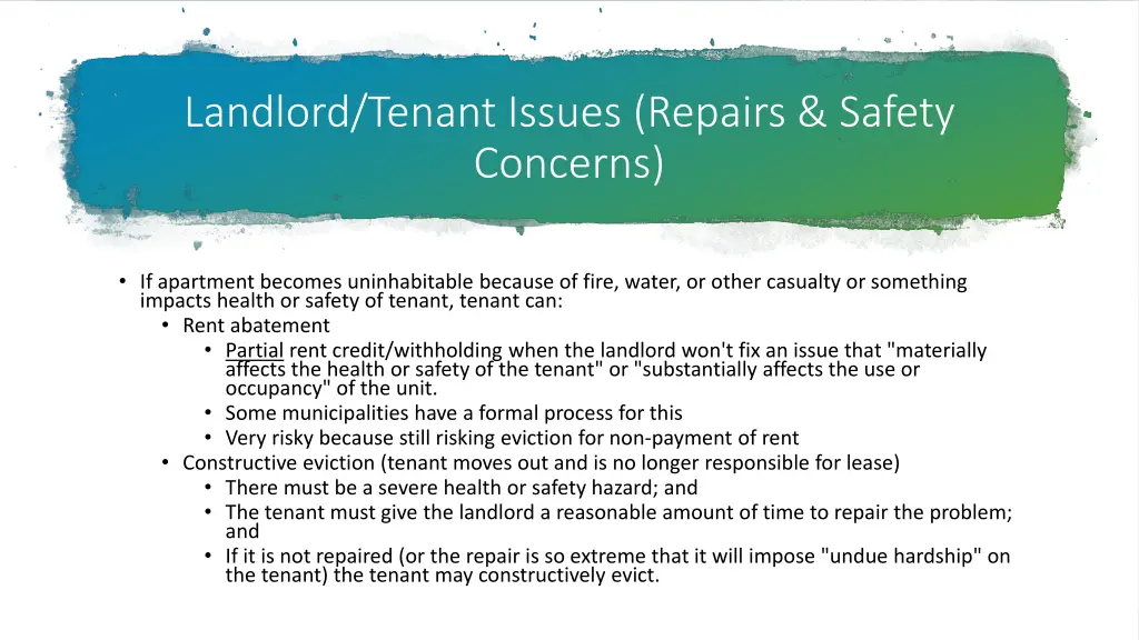 landlord tenant issues repairs safety concerns 1