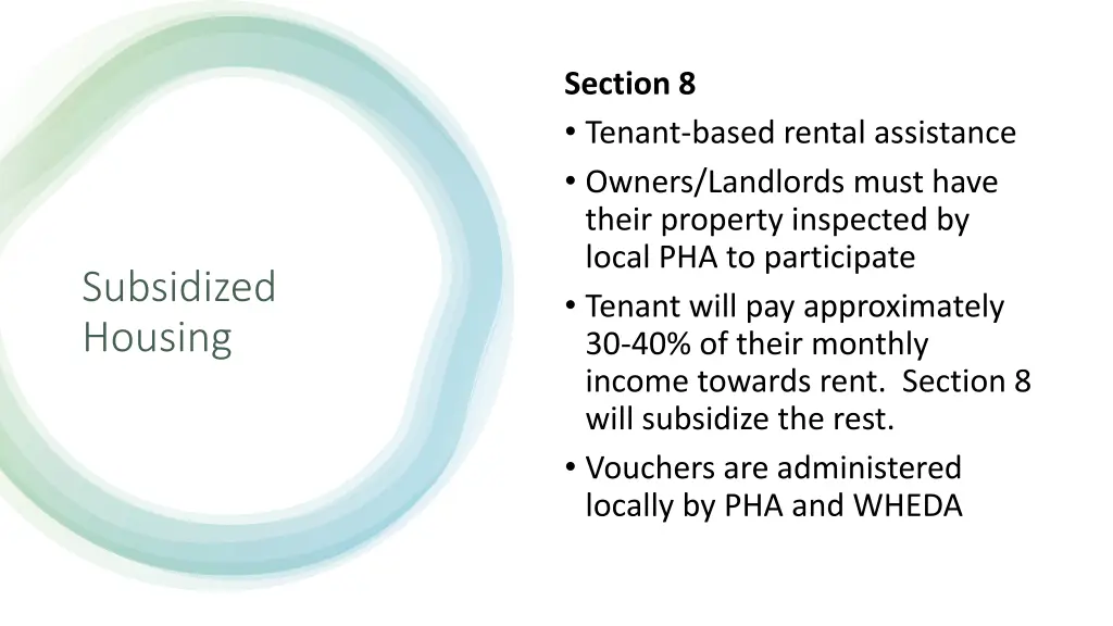 section 8 tenant based rental assistance owners