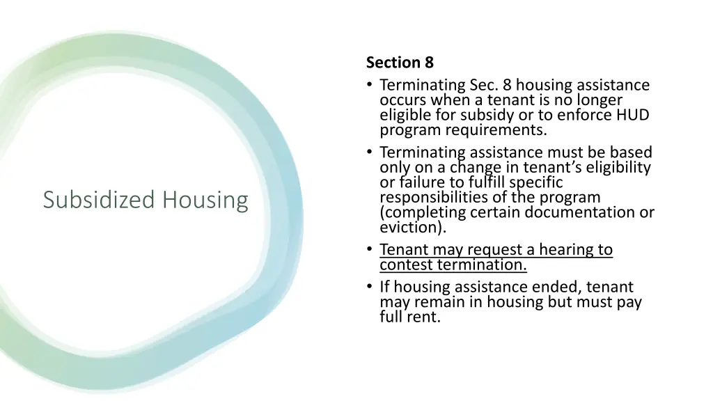 section 8 terminating sec 8 housing assistance