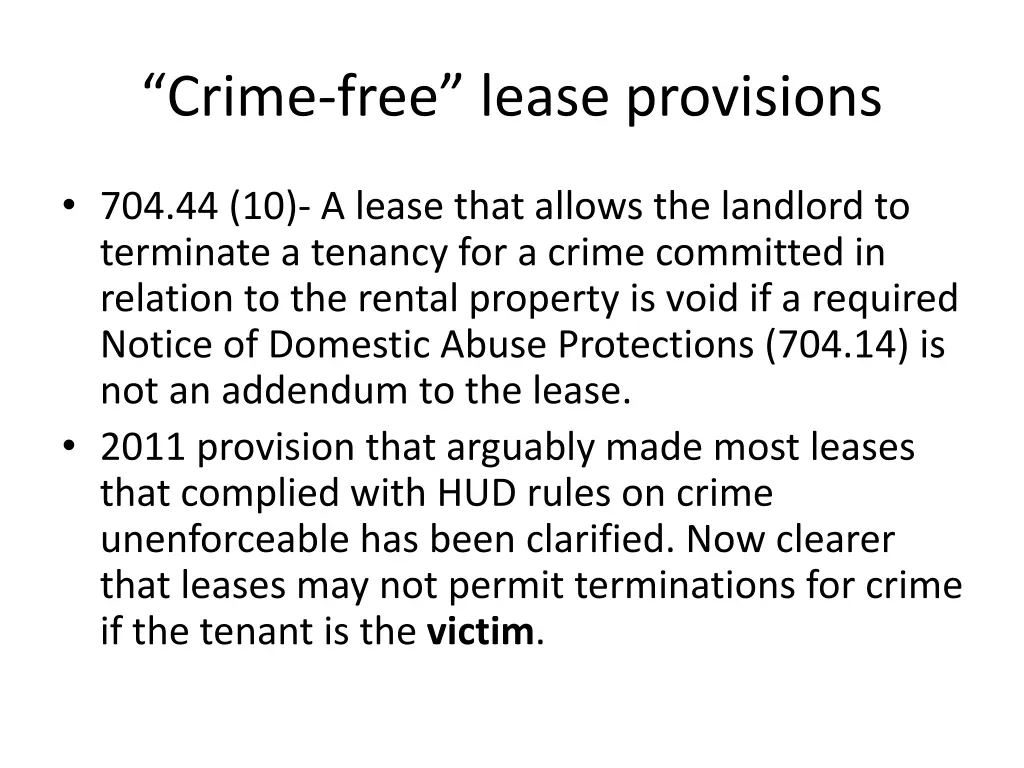 crime free lease provisions