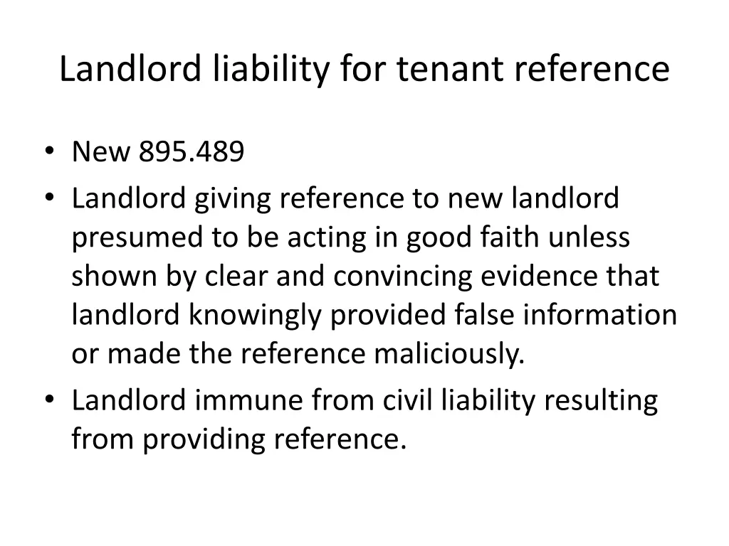 landlord liability for tenant reference