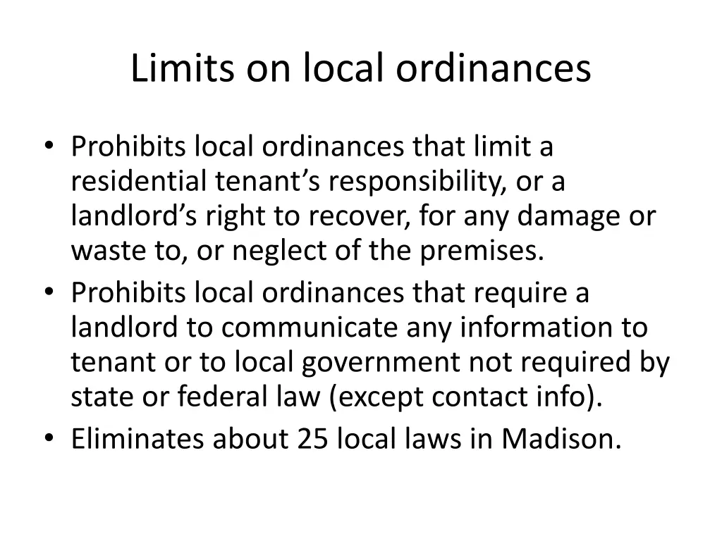 limits on local ordinances