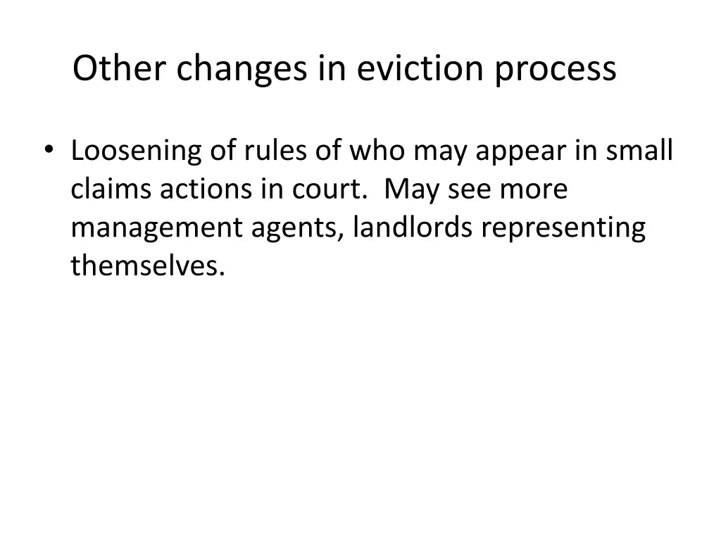 other changes in eviction process