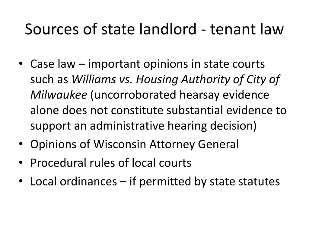 sources of state landlord tenant law 1