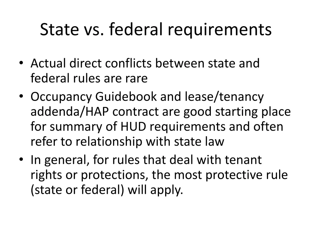 state vs federal requirements