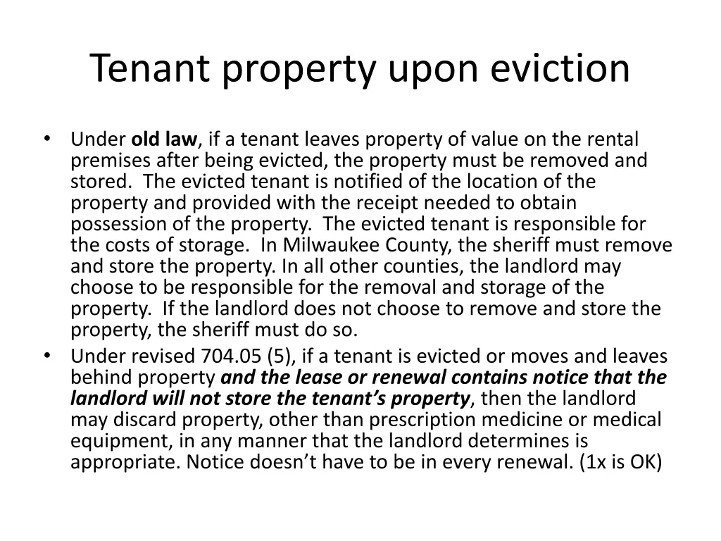 tenant property upon eviction