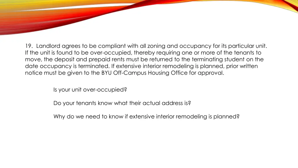 19 landlord agrees to be compliant with 1