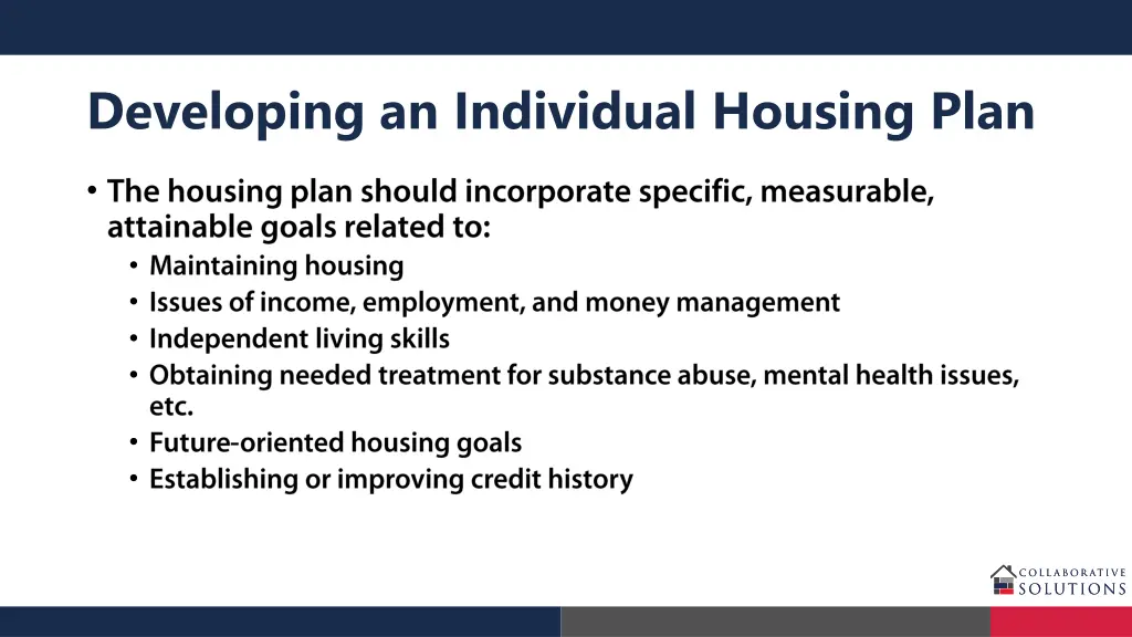 developing an individual housing plan