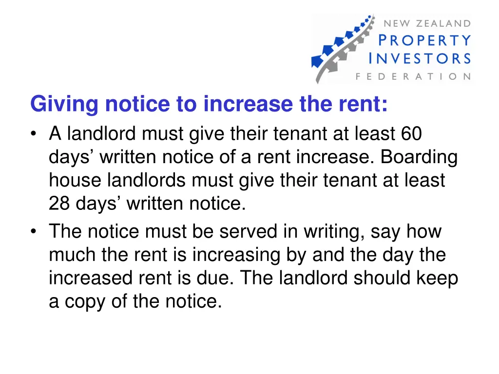 giving notice to increase the rent a landlord