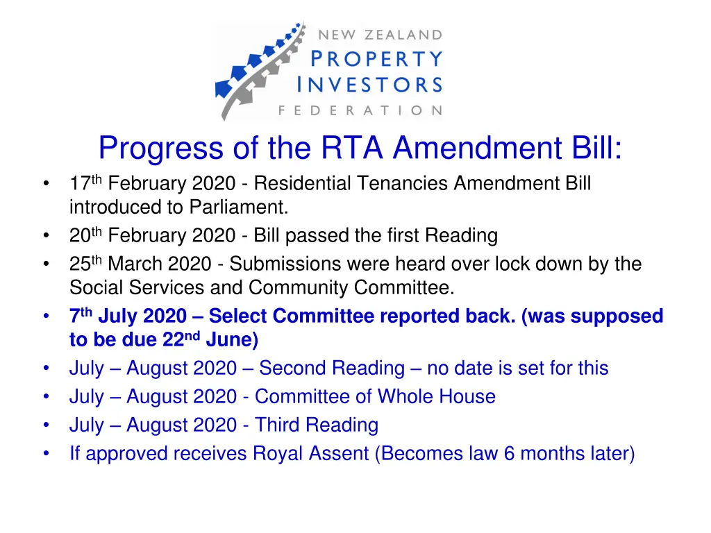 progress of the rta amendment bill 17 th february