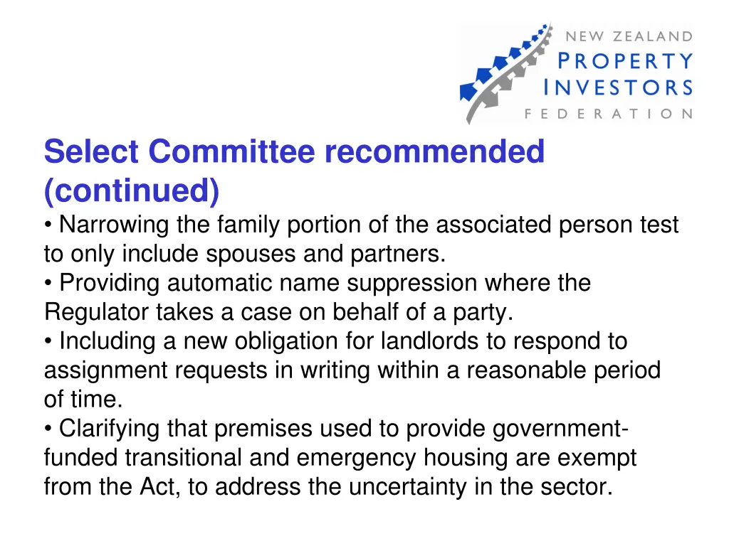 select committee recommended continued narrowing