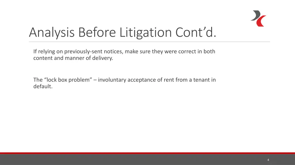 analysis before litigation cont d