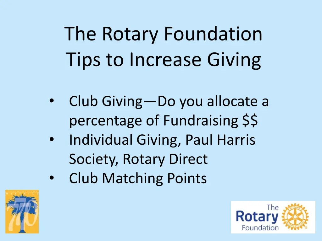 the rotary foundation tips to increase giving