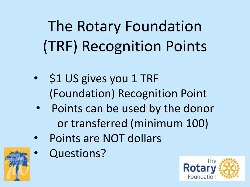 the rotary foundation trf recognition points