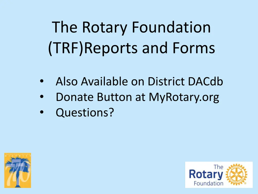 the rotary foundation trf reports and forms 2