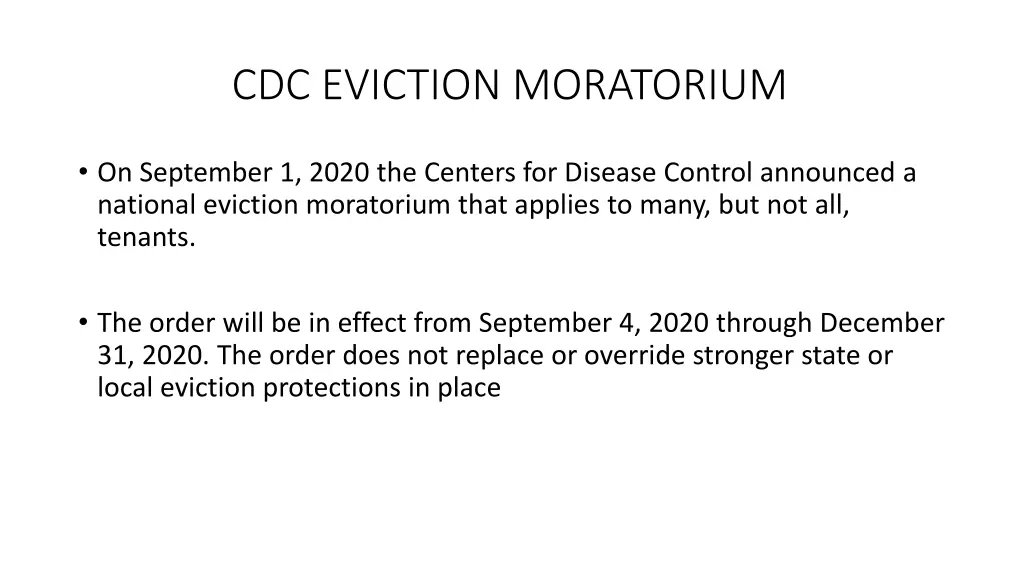 cdc eviction moratorium