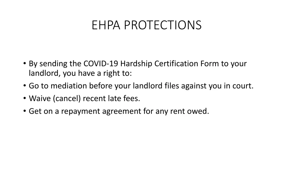 ehpa protections