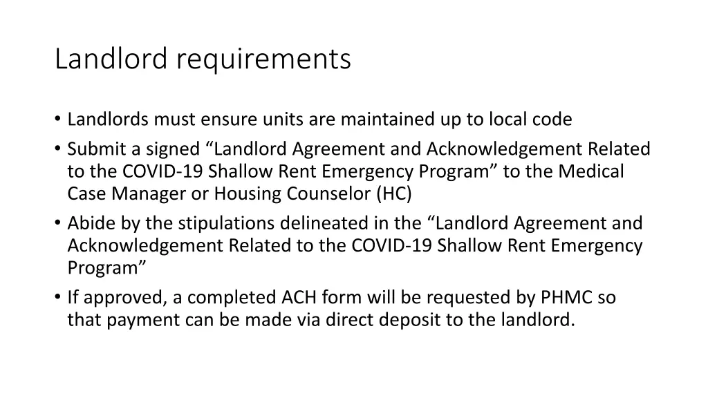 landlord requirements