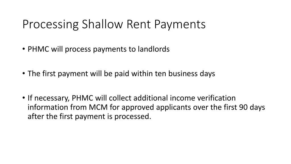 processing shallow rent payments