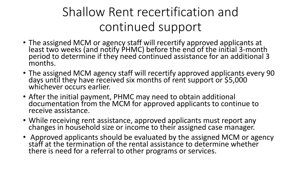 shallow rent recertification and continued