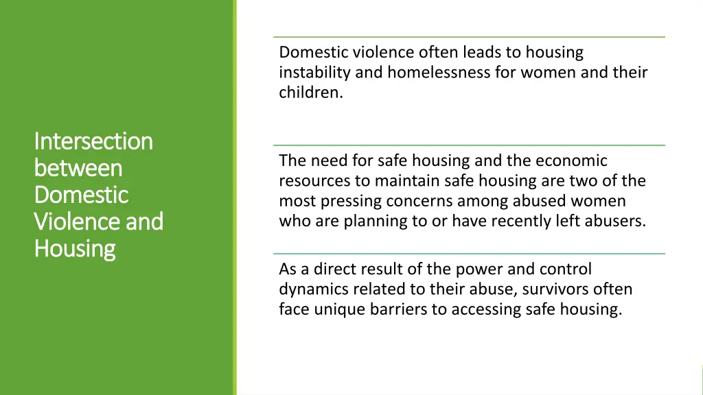 domestic violence often leads to housing