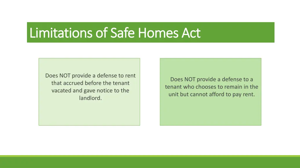 limitations of safe homes act limitations of safe