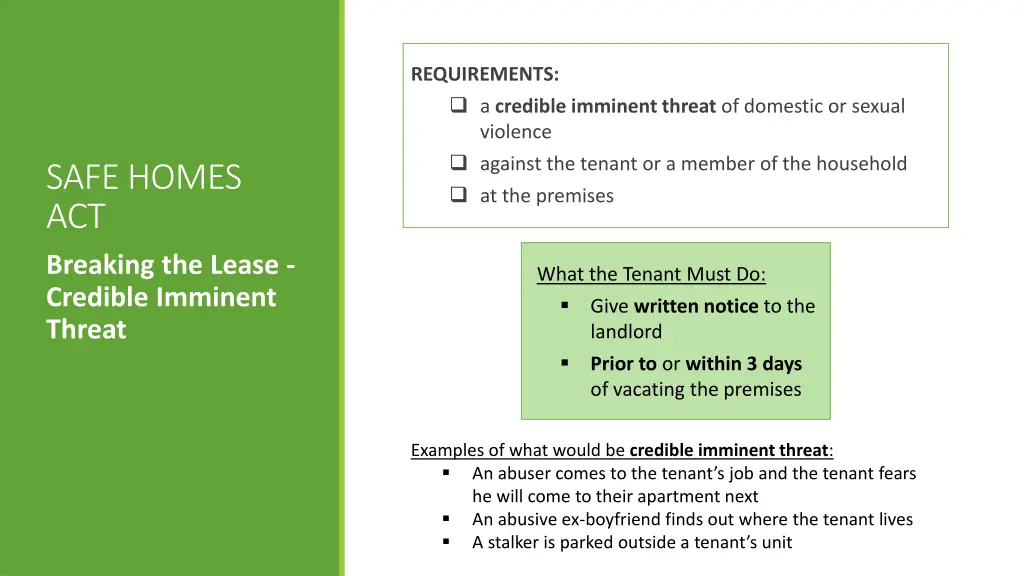 requirements a credible imminent threat