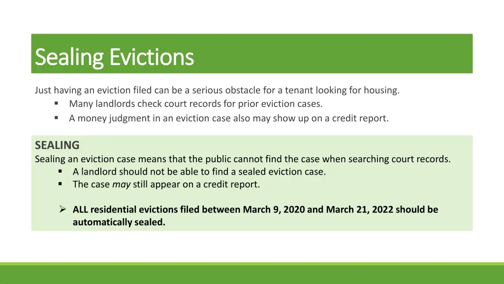 sealing evictions sealing evictions