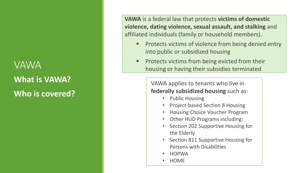 vawa is a federal law that protects victims